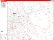Bossier City  Wall Map Red Line Style